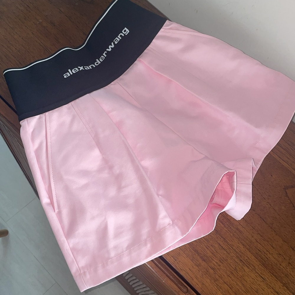 Alexander Wang Banded Logo Waist Shorts, Light pink